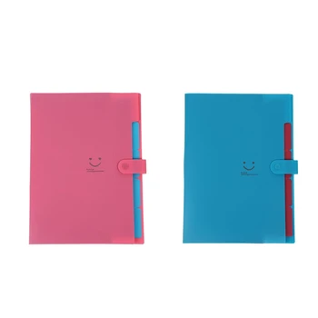 

2Pc Plastic Expanding File Folders Accordion Document Organizer 5-Pocket A4 Letter Size for School and Office Lake Blue & Rose R