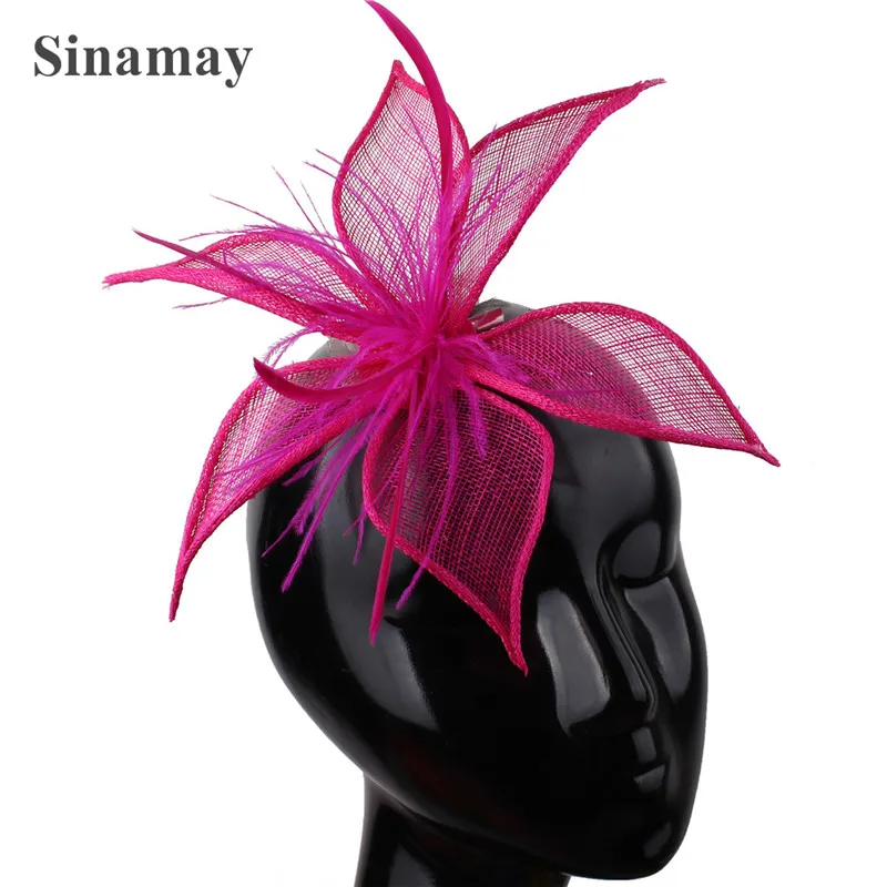 

Свадебные Sinamay церкви волос Fascintor шляпы-головные повязки модное перо Головные уборы Ladied Для женщин Свадебные Элегантные свадебные замуж гонки