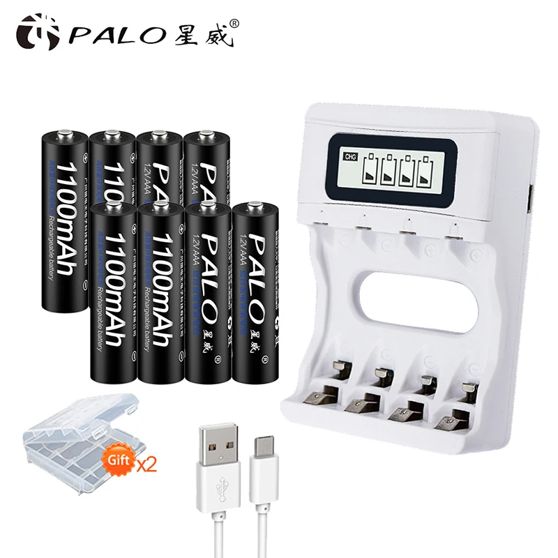 ЖК USB Смарт зарядное устройство для AA AAA Ni MH NI CD аккумуляторы + 8 шт 1100mah 1 2 V