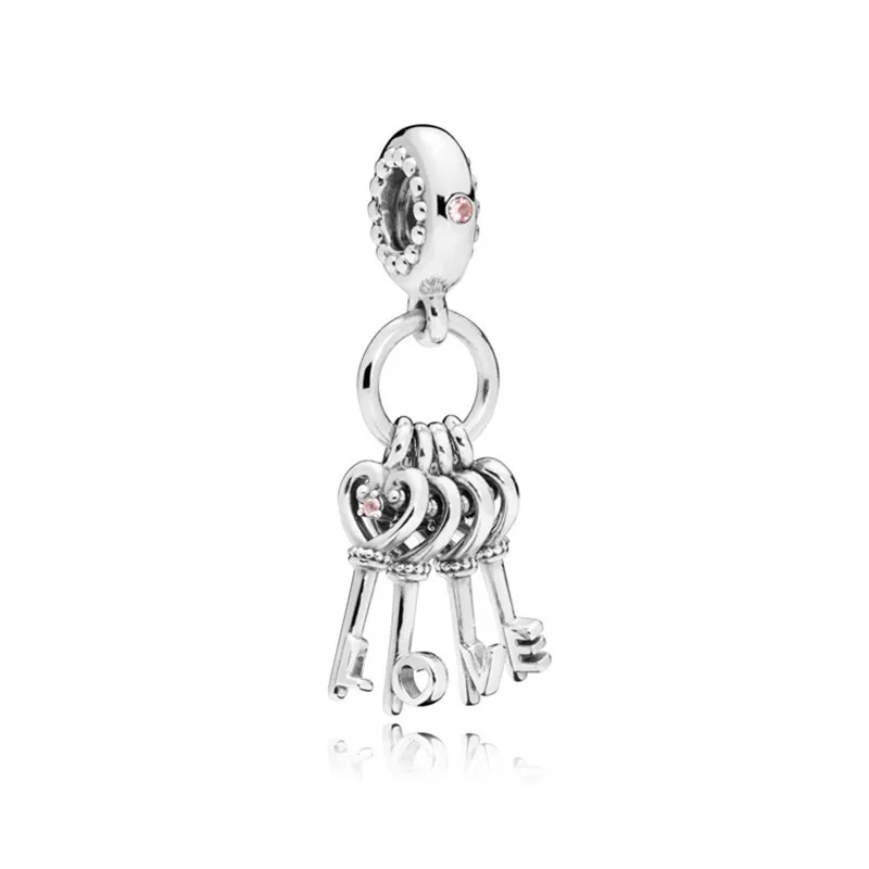 Fit Pandora браслет серебро 925 CZ Сердце Ключ Подвески для лучших друзей S925 DIY Звездная книга буквы бусины для изготовления ювелирных изделий