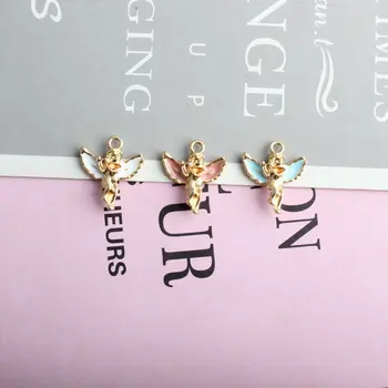 

10Pcs/Lot Fashion Christmas Angel Charms For Jewelry Making Gift Enamel Gold Color Tone DIY Handmade Jewelry Accessories