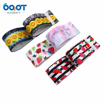 

OOOT BAORJCT L-20406-239,38mm,10yards Colorful Strawberry flowers Printed grosgrain Ribbons,bow cap DIY accessories decorations