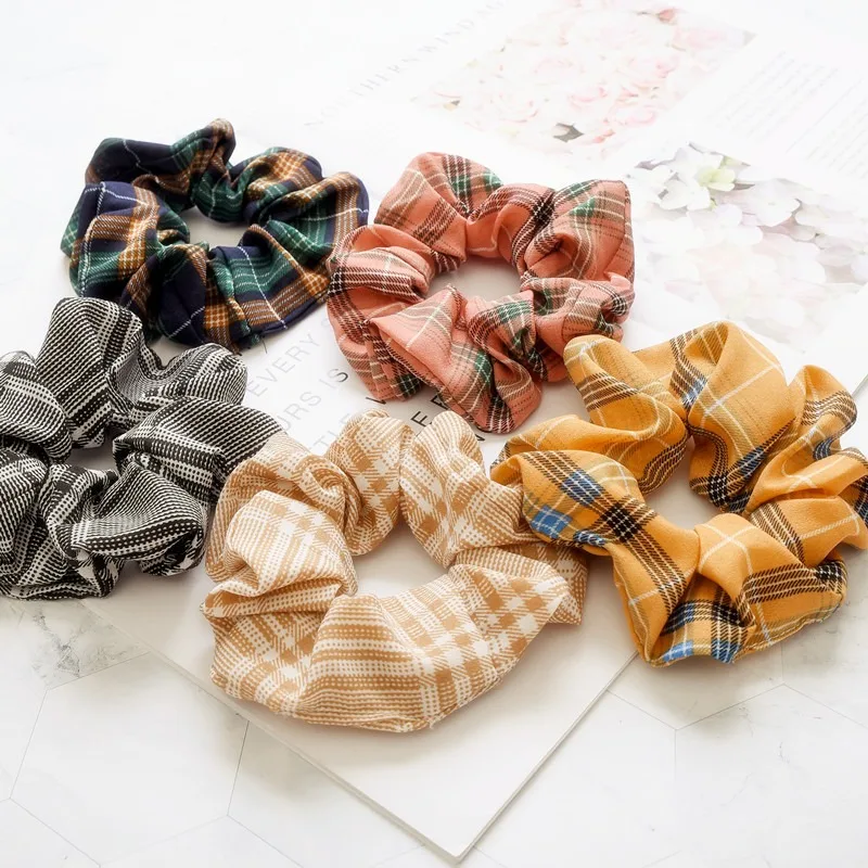 Резинки для волос в клетку девочек Классические резинки фиксации хвостиком
