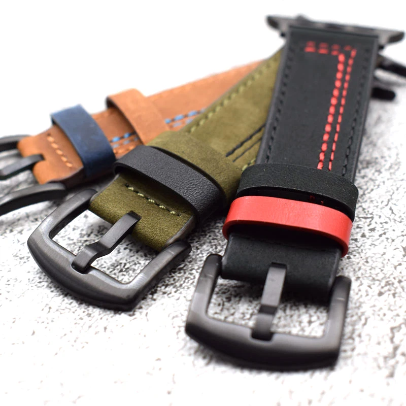 Band For Apple Watch 6 SE Band 38mm 42mm Real Leather Watchband iWatch Strap 40mm 44mm Series 5 4 3 2 1 Suture Bracelet