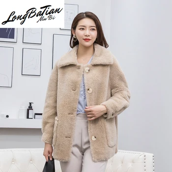 

Sheep Coat Female Shearling Fur Korean 2020 Autumn Winter Jacket Women Real Wool Coats and Jackets MY