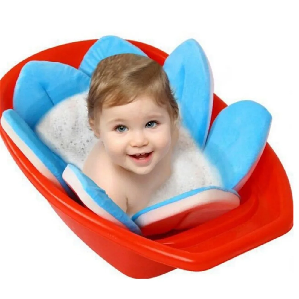 Baby Shower Blooming Flower Newborn Bathtub Foldable Lotus shape Cushion skin Bath pad portable bath tub Soft Seat Play mat