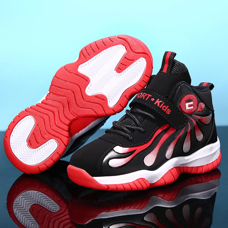 Autumn/Winter Warm Jogging Shoes for Boys Red Children Sport Shoes Brand Teenage Trainers High Top Kids Boy Sport Shoes Outdoor