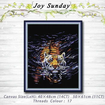 

Tiger in wate animals painting 14CT 11CT counted cross stitch kits embroidery set Needlework Set chinese cross stitch Home decor