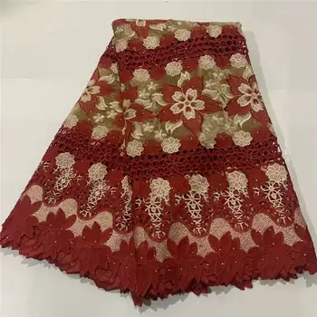 

New arrival embroidered guipure lace African lace fabric with stone beautiful high-quality thread lace enemy women's dress