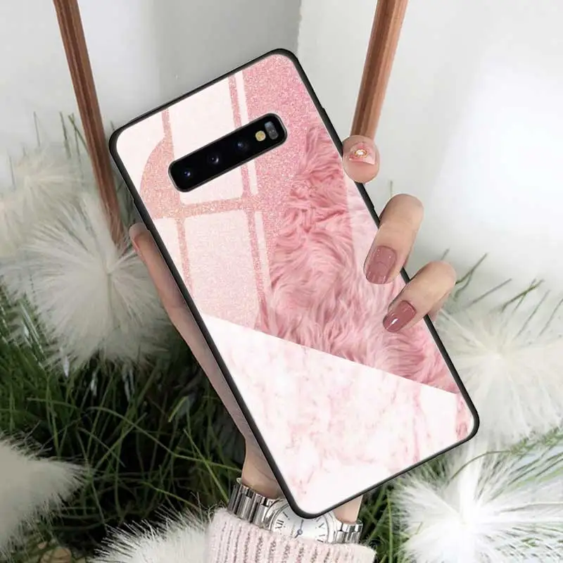 Мраморный Золотой Розовый блестящий чехол из закаленного стекла для samsung Galaxy S10 S10e S9 S8 Note9 Note 10 Plus 5G A50 A30 края из ТПУ - Цвет: 13