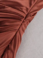 Midi Satin Dress Split Adjustable Strap Cowl Neckal Zipper Party Dress Elegant Sexy Woman Dresses