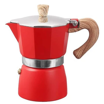 

Aluminum Italian Moka Espresso Coffee Machine Filter Stove Pot 3 Cups(Red)