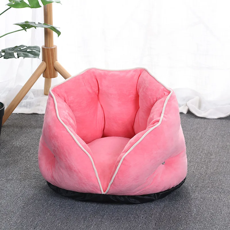 pink Шикарная КЭК кровать для кошки полузакрывающая зимняя теплая кровать для кошки дом мягкий, флисовый, для собаки кровать для маленьких собак уютная пушистая кровать для питомца котенка в помещении - Цвет: pink