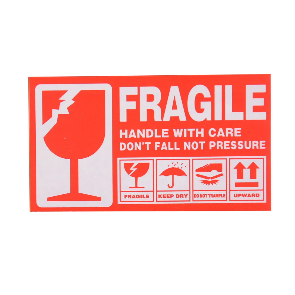 50pcs/lot Fragile Warning Label Sticker Fragile Sticker Up and Handle With Care Keep Dry Shipping Express Label 9x5cm
