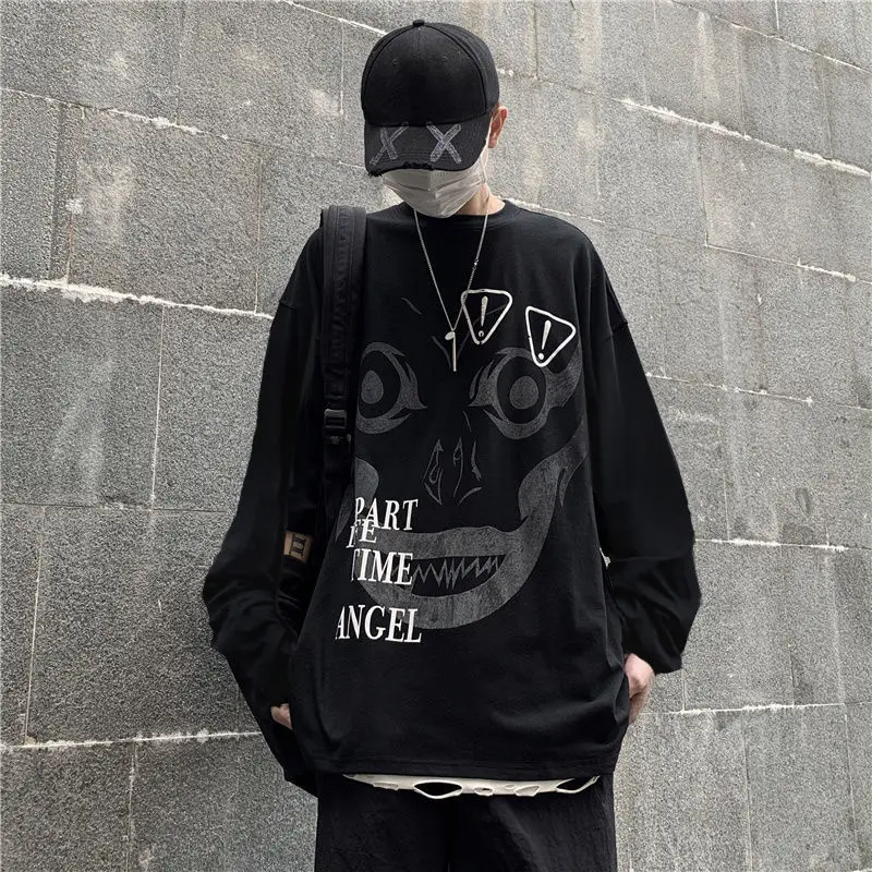 EMO Gothic Clothes Long Sleeve Plus Size T-shirts Women Punk Top Men Harajuku Grunge Clothes Hip Hop Streetwear Alt Aesthetic cute summer crop tops Tees