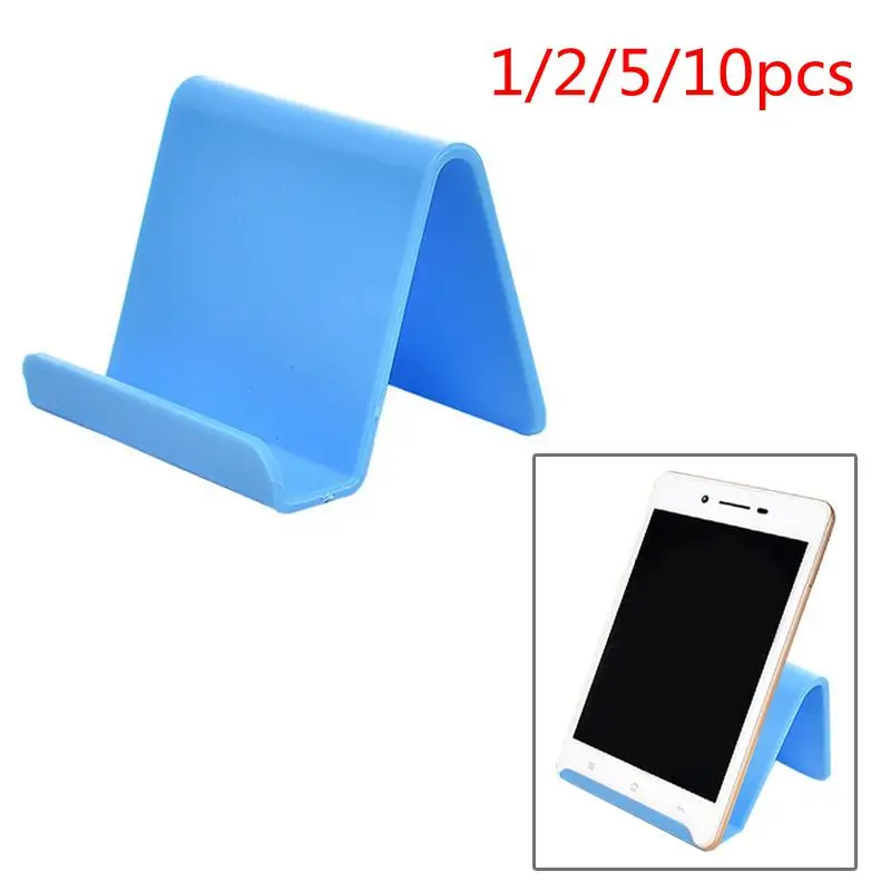 

1/2/5/10pcs Plastic Mobile Phone Holder Fixed Holder Candy Color Mini Portable Business Card Holder Phone Stand Household