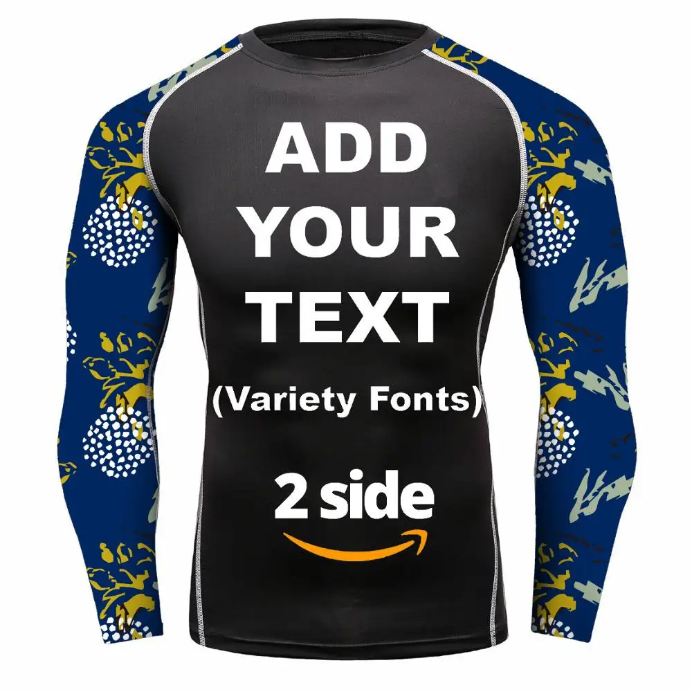 Men&rsquo;s BJJ MMA Quick Dry Rash Guards Add Your Image Photo Sports Wear T Shirts Long Sleeve Athletic Gym Top