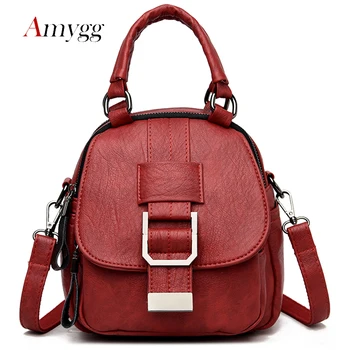 

3 in 1 Multifunction Women Small Backpack Vintage Soft Leather Shoulder Bags For Women Casual Female Travel Backpack For Girls