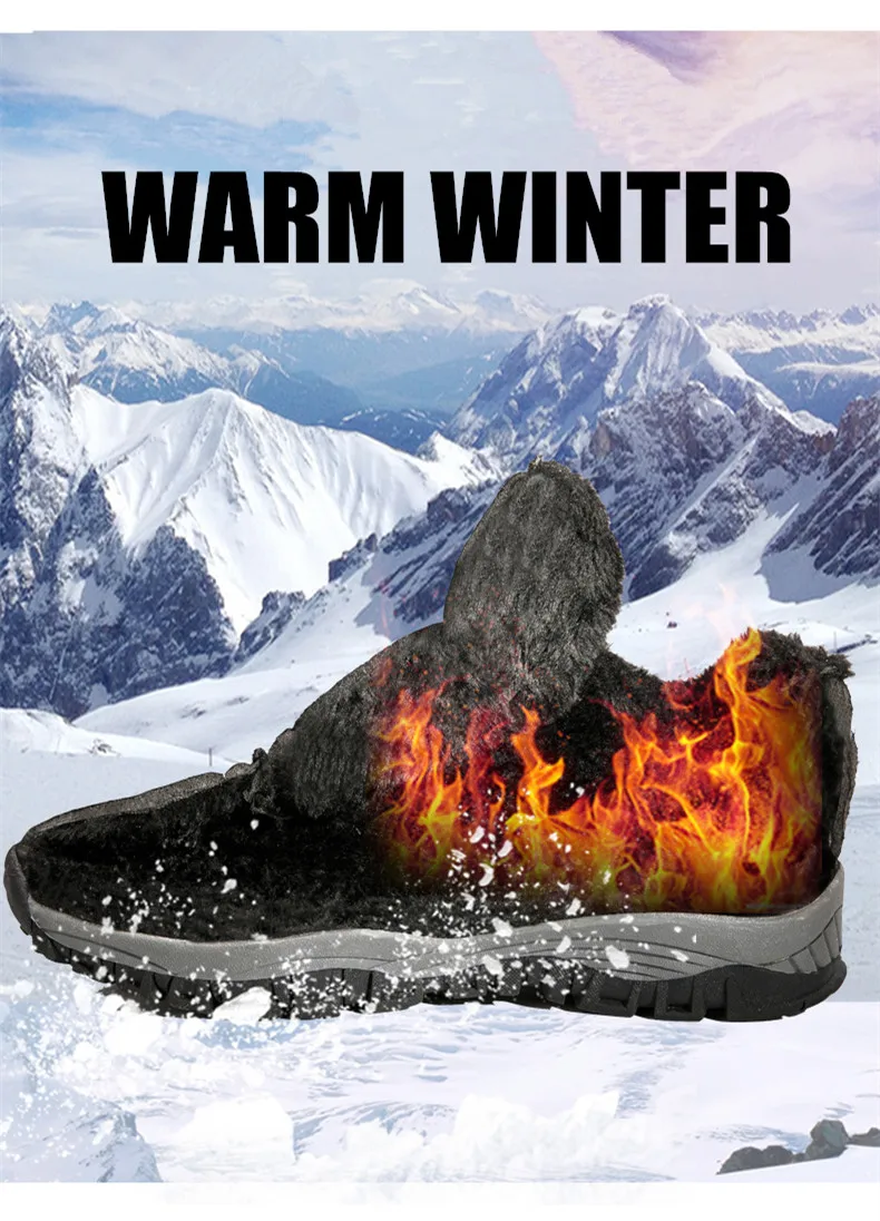 Mazefeng/Новинка; модная мужская зимняя обувь; однотонные зимние ботинки с плюшевой подкладкой; сохраняющие тепло водонепроницаемые лыжные мужские ботинки; размеры 36-46