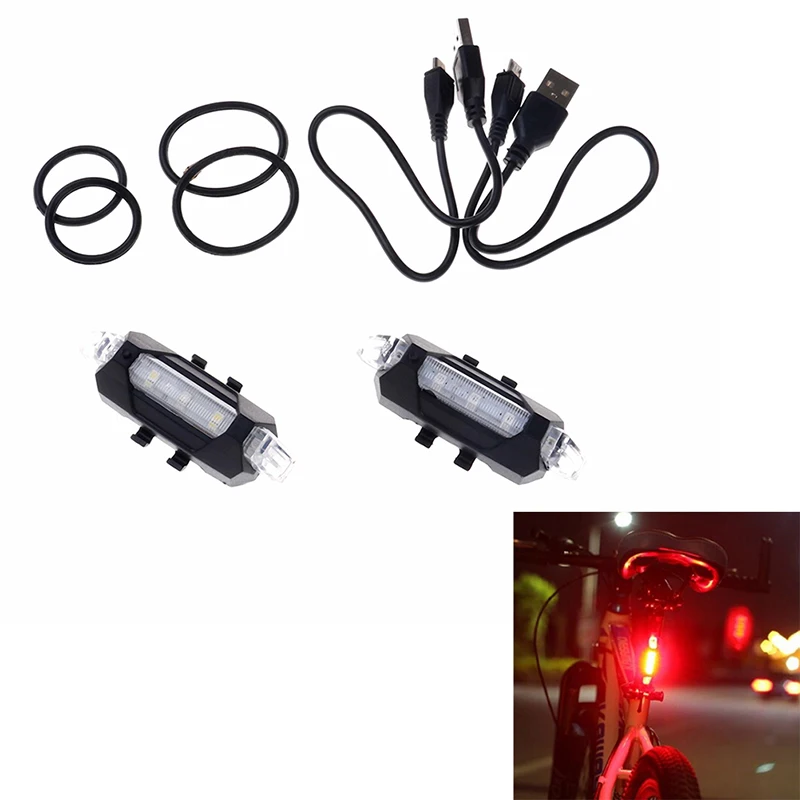 4 шт./компл. новый портативный светодиодный USB Перезаряжаемый велосипедный фонарь