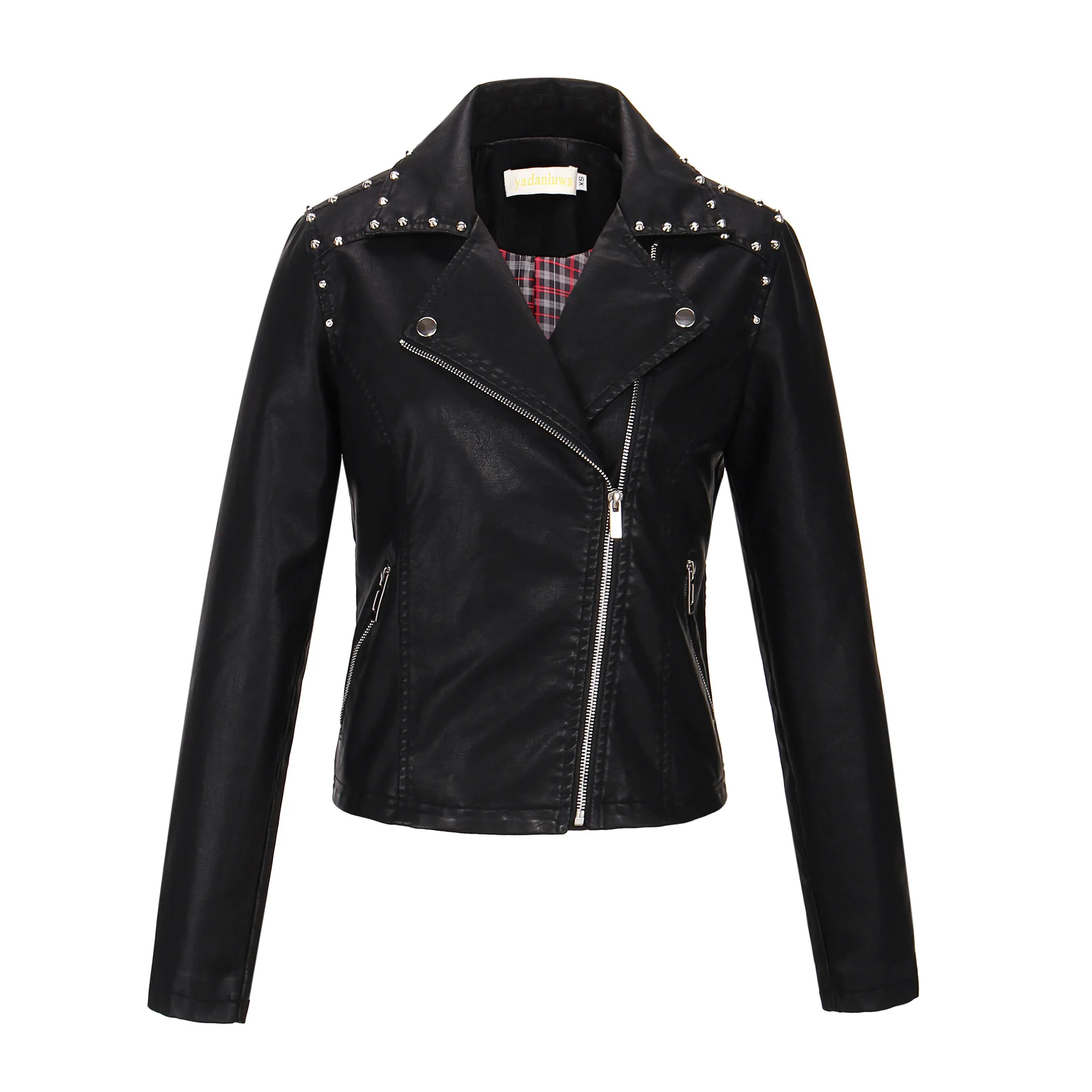 Осенняя короткая куртка из искусственной кожи с вышивкой, женская модная мотоциклетная куртка на молнии из искусственной кожи, женское базовое пальто, большие размеры - Цвет: Black1