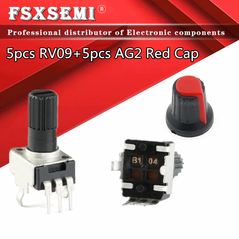 

5Set RV09 Vertical 12.5mm Shaft +AG2 cap 5pcs 1K 2K 5K 10K 20K 50K 100K 200K 500K 1M Adjustable Resistor Rotary Potentiometer