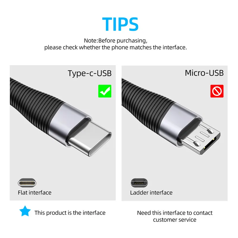 USLION USB Type C Cable For Samsung Galaxy A50 S10 S9 S8 Huawei P30 3.1 Fast Charging Charger For Xiaomi Redmi Note 7 Data Cord