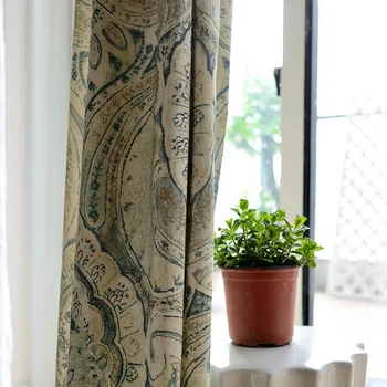 

Modern European Style Curtain Simple Polyester Cotton Printed Curtain Window Screen Living Room Bedroom