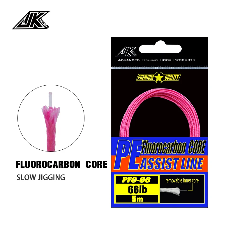

JK PFC 45LB 66LB 90LB Slow PE Assist Line Fluorocarbon Core Pink Fishing Hook Line Slow jigging Sea Assist Hook Lure Swivels