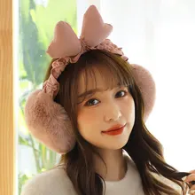 

Optional color winter new plush women's folding earmuffs lovely student bow warm ear protection ear bag