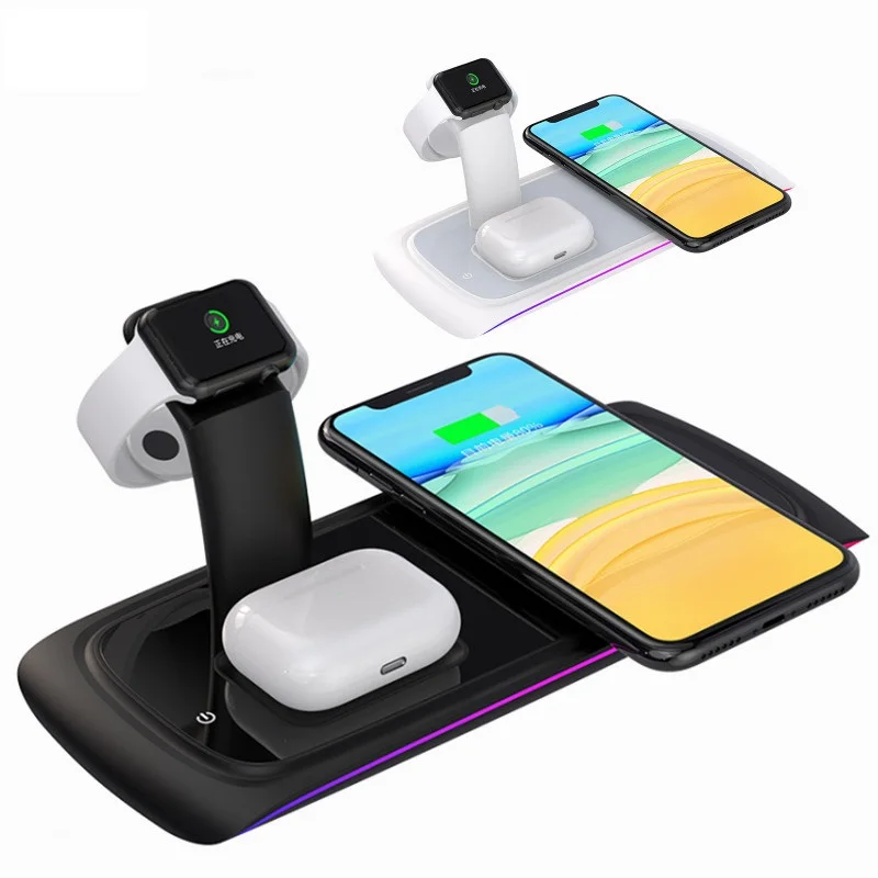 Зарядное устройство 3-в-1 для быстрой зарядки настольная лампа Iphone Airpods умные часы