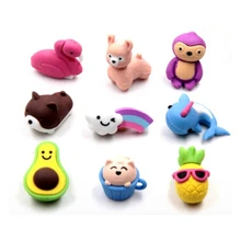 9Pcs/Set Creative Cute Cartoon Animals Erasers Novelty Pencil Eraser for Kids Student Learning Office Stationery