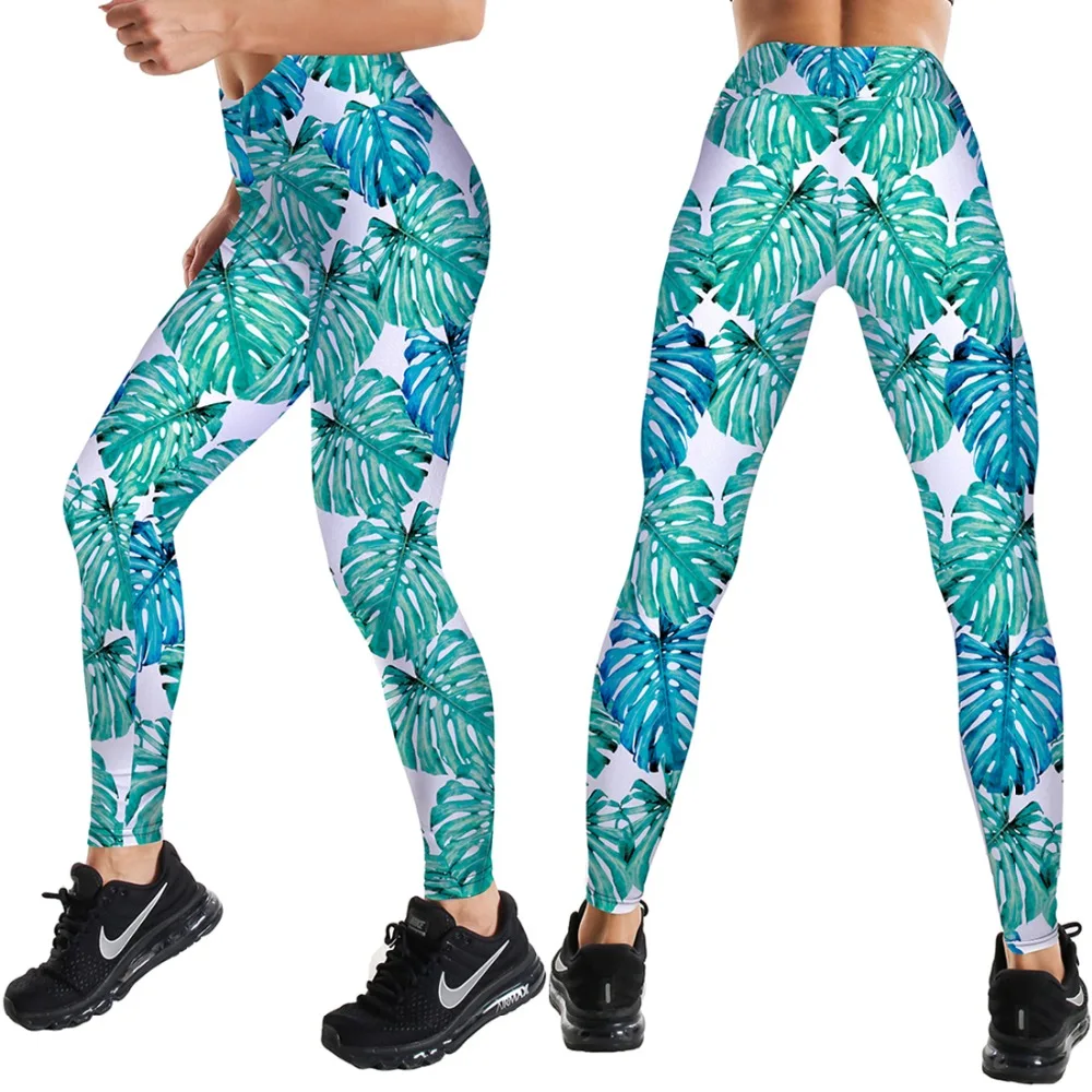 Push Up Elastic High Waist Printed Leggings Women Feather Letters Cross Waist Leggings For Weight Loss Tummy Control