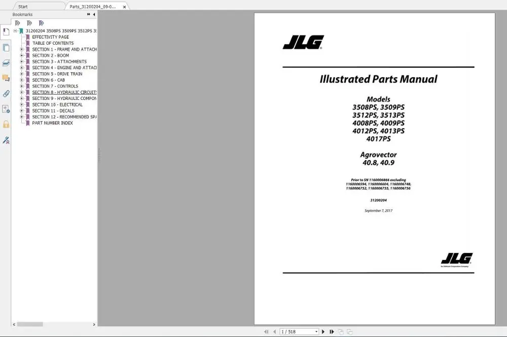 Руководство по обслуживанию и деталям операторов JLG 2020 Full PDF 30 гб|ПО| |
