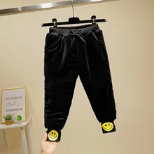 Новинка для мальчиков и девочек зимние три слоя, свободного покроя, утолщенная плисовая ткань детский двухсторонний хлопковый флис Штаны Детские теплые штаны