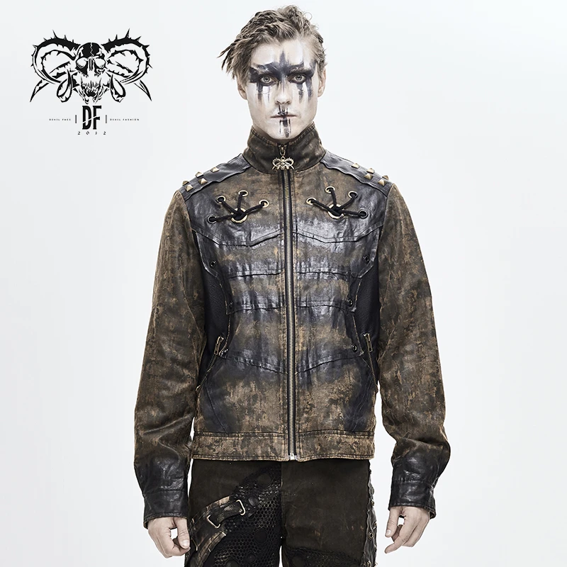 Devil Fashion chaqueta desgastada Steampunk para hombre, informal, Punk, de algodón, holgada, para diario|Chaquetas| - AliExpress