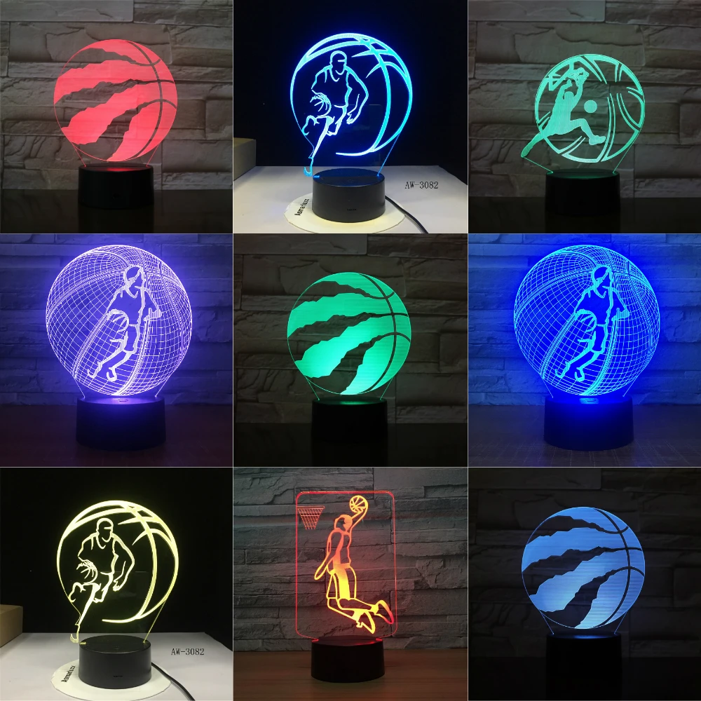 Баскетбольные рапторы светодиодный 3d-ночник для клуба домашний декор офисного помещения легкий подарок для ребенка цветной настольная лампа Прямая поставка