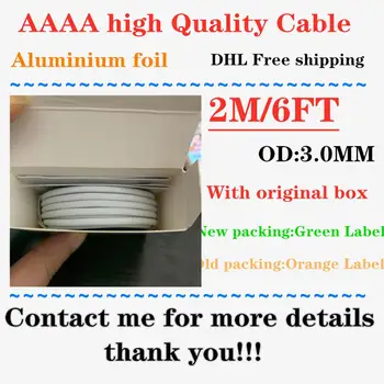

Grade AAAA Quality 2m/6ft OD 3.0 Data USB Charger Cable with Newest Box Green Label 100pcs/lot Phone Charging Cable with packing
