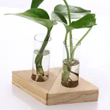 2 шт плантатор пробирки цветок бутон Настольная Ваза стеклянные емкости в деревянной подставке