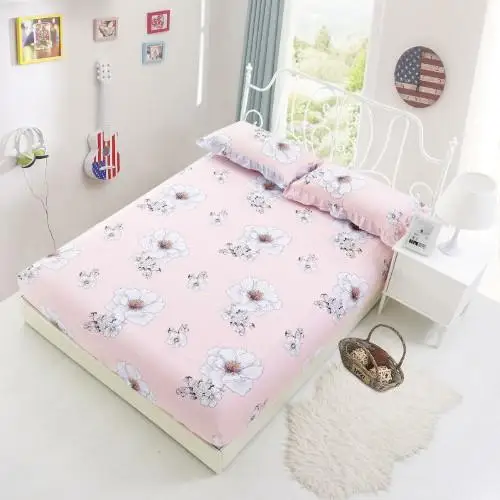 fitted sheet 17 Хлопковая простыня с эластичным резиновым подогнанным простынем, постельное белье с глубоким карманом, двухъярусная простыня, размер 160X200 см, 36 - Цвет: fitted sheet 17