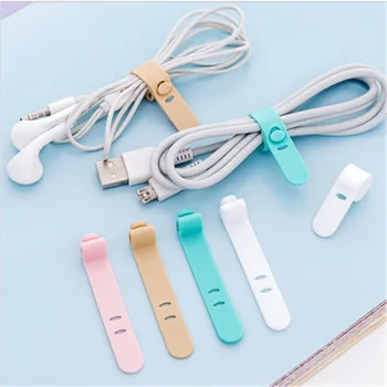 

4PCS Solid Color Cable Winder Organizer Desk Set Wire Data Line Holder Line Fixer Winder Wrap Cord Desk Accessories Stationary