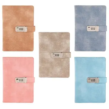 

A5 Notebook with Password Lock Leather Agenda Diary Week Planner Notepad School Stationery Travel