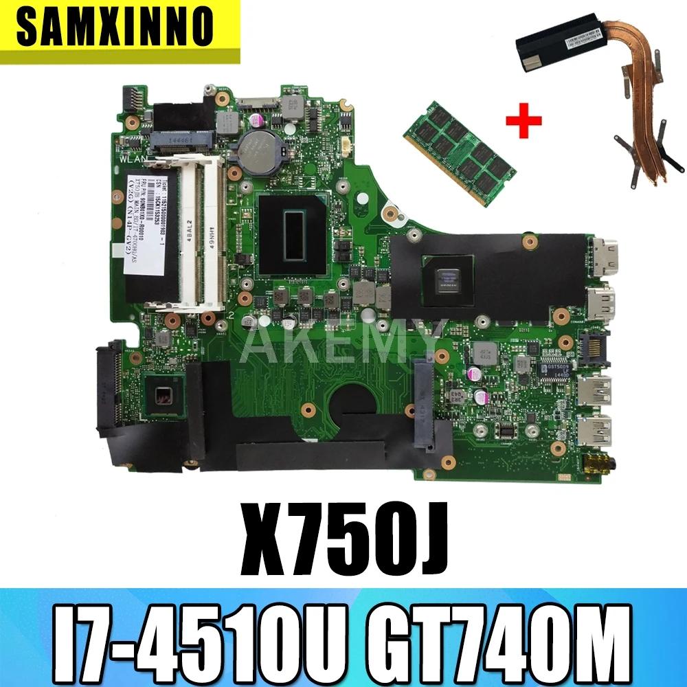 Для Asus A750J K750J K750JB X750JB X750JN материнская плата для ноутбука тест 100% ОК I7 4510U GT740M/2 ГБ