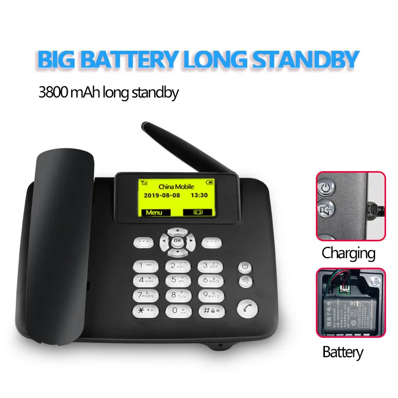 Telefone sem Fio para Idosos Fixo sem Fio Apoio Cartão Fixo Telefone Casa Escritório Gsm Sim - Imagem 2