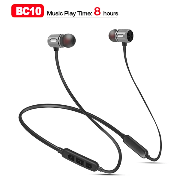 BC10-Silver FBYEG беспроводные Bluetooth наушники спортивные наушники для bluetooth-гарнитуры Магнитный наушник с микрофоном для телефона - Цвет: BC10-Silver