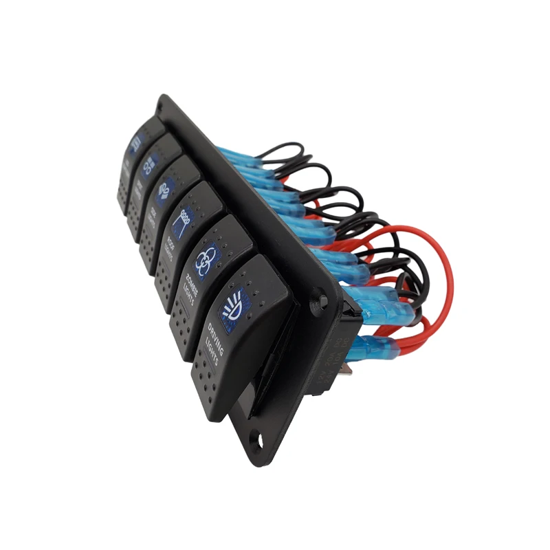 2 3 4 5 6 Gang Dual LED Marine Rocker Switch Panel