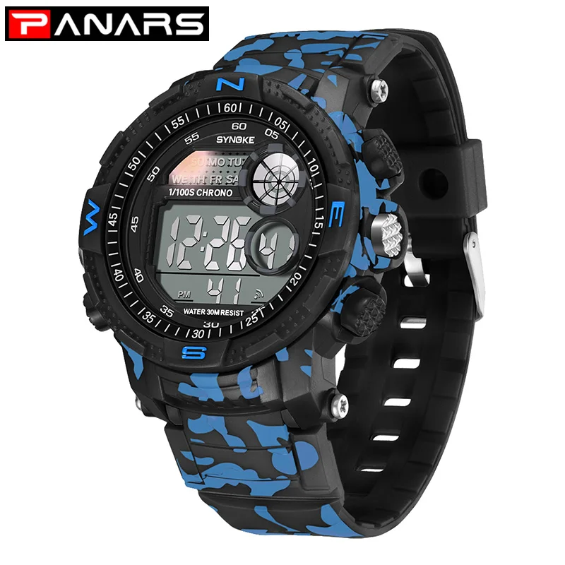 

PANARS Military Shock Outdoor Sports Watches for Men Digital Watch 30M Waterproof Large Display LED Alarm Timing Date 12/24 Hour