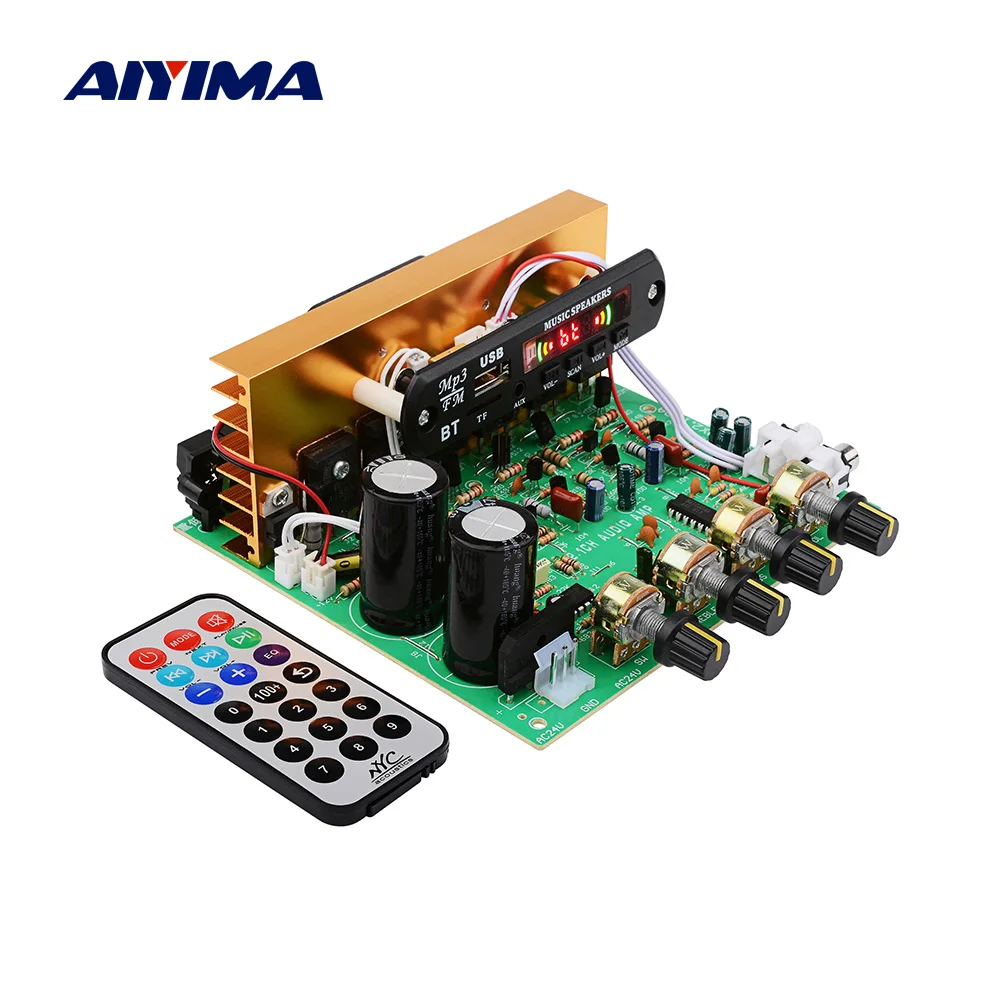 Skup AIYIMA wzmacniacz bluetooth płyta 80W 2.1 kanałowy Subwoofer Amplificador karta audio z AUX FM TF U dysk kina domowego Diy