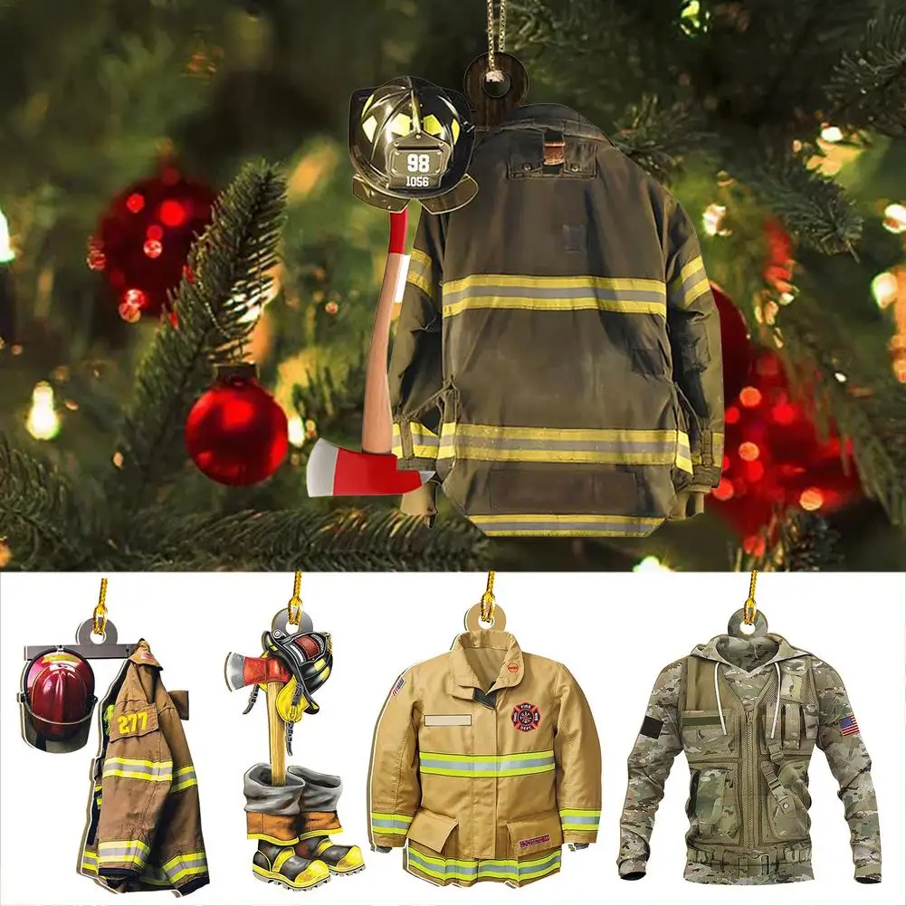 firefighter personalized Christmas tree decoration A personalized Christmas decoration Firefighter uniform Christmas tree ornaments