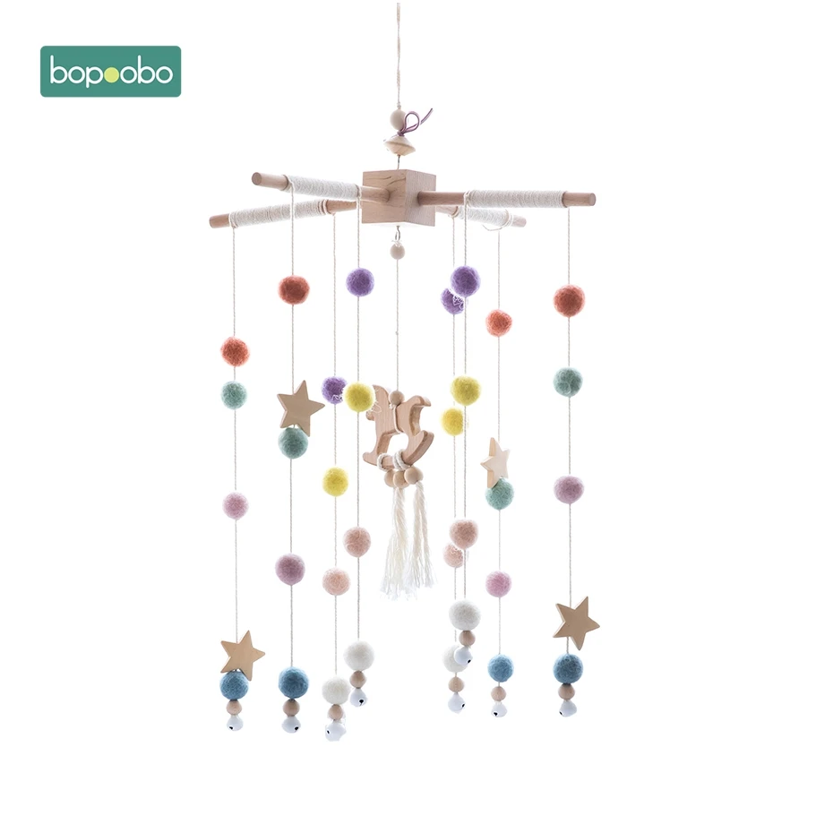 Bopoobo 1 набор силиконовых бусин для малышей, передвижные погремушки для птиц из бука, гирлянда из шариков, детская кровать, подвесной декор, детские товары для кормления - Цвет: Horse Set